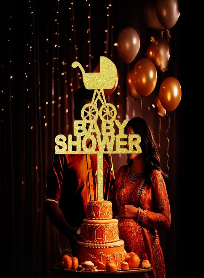 Pop Colours Baby Shower Wooden Cake Topper Gold | Golden Acrylic Baby Shower | Cake Topper/Cupcake Topper | 13 Cm - Image 3